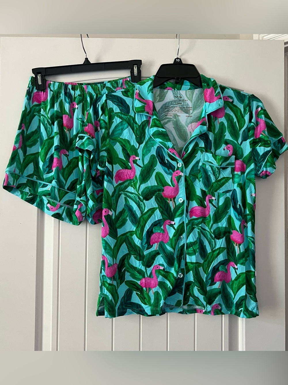 Little Sleepies Palm Springs flamingo tropical top and shorts pajamas set XS